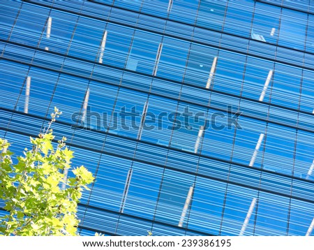 Background office building with blue crystals
