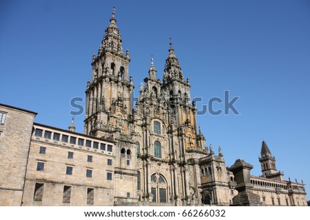 The cathedral of Santiago de Compostela is the reputed burial-place of Saint James the Greater, the destination of the Way of St. James a major historical pilgrimage route since the Middle Ages. Spain