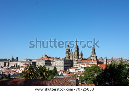 Panoramic of Santiago de Compostela, the reputed burial-place of Saint James the Greater, one of the apostles of Christ. It is the destination of the Way of St. James. Spain.