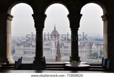 Medieval cafe situated in the Fishermen\'s Bastion, Budapest, Hungary