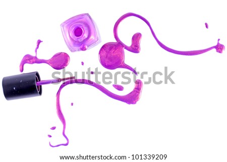 isolated spilled nail polish in violet color