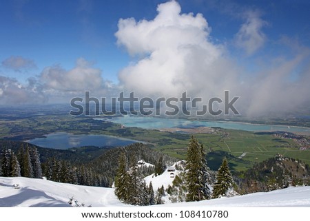 Landscape of Bavarian Alps in Germany, Hohenschwangau Castle view Landscape of Bavarian Alps in Germany, Hohenschwangau Castle view