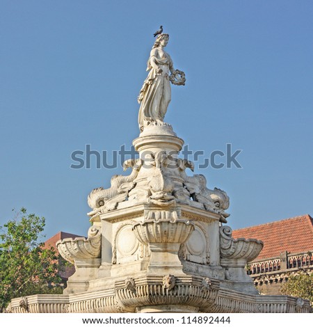 Flora Fountain and Oriental Building on famous piazza in Bombay ( Mumbai ),India, Asia