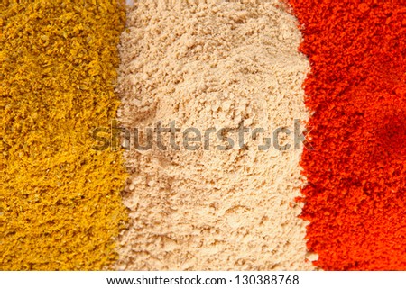 Various colourful spices of india close up  background