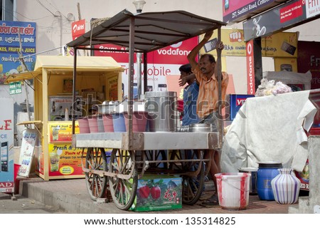 COIMBATORE, INDIA - JANUARY 16: Locals sell \