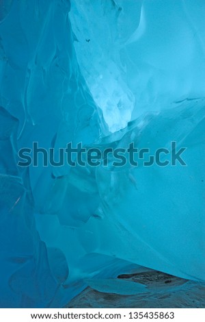 Tunnel in the ice inside Aletsch glacier , Switzerland