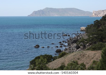 Amazing landscape of the Black Sea and the Karadag mountain in Crimea, Ukraine