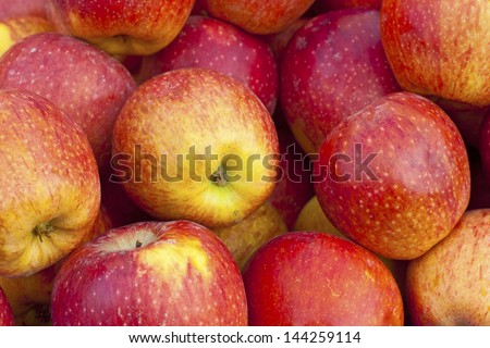 Red ripe and yellow apple background