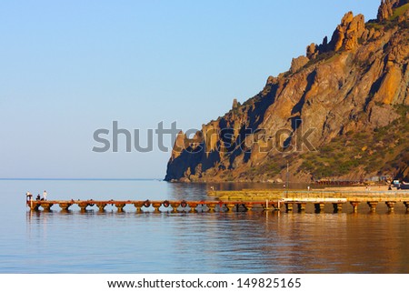 Amazing landscape of the Black Sea and the Karadag mountain in Crimea, Ukraine
