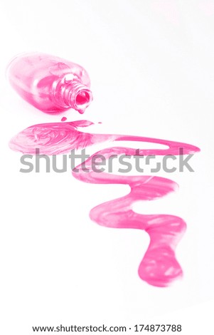 Bottle of the pink nail polish isolated