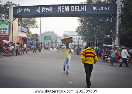 NEW DELHI, INDIA - NOVEMBER 6: Traffic near the New Delhi train station in New Delhi, India. on November 6, 2013