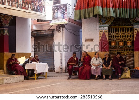 NEW DELHI, INDIA - 25 February : Tibetian people living in Majnu-ka-tilla Tibet colony in Delhi during a protest by free Tibet February 25, 2014 in New Delhi, India.