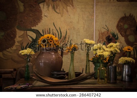 KEUKENHOF, NETHERLANDS - MAY 13 : Van Gogh room of Keukenhof king garden conservatory on May 13, 2015  in Netherland. The room is transformed into the painting \'The Bedroom\'