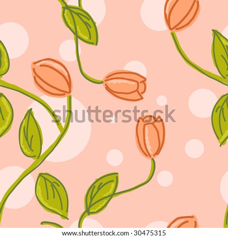 seamless hand-drawn flower pattern with tulips