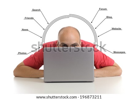 man with laptop. Social media concept