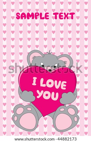 stock vector : valentine's day card. Cute teddy bear with heart