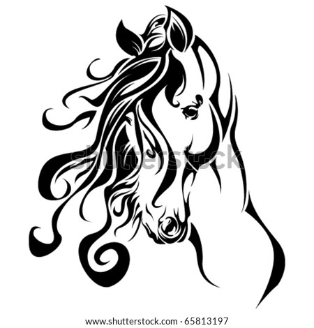 Logo Design on Tribal Horse Portrait Stock Vector 65813197   Shutterstock
