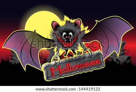 illustration of vampire bat on a holiday halloween