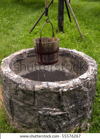 old draw-well in historical czech village