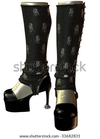 stock photo Steampunk skull boots with high heels