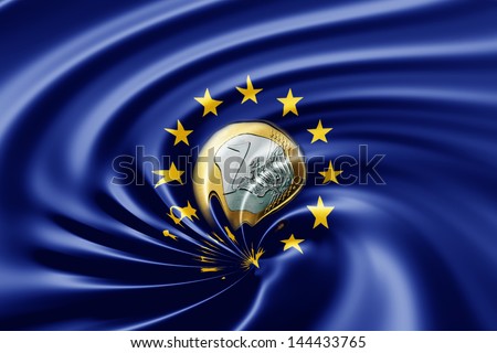 Swirl with Euro Coin, EU-Flag and EU-Stars