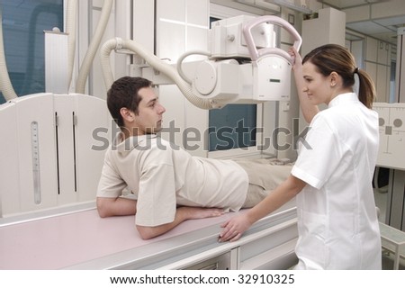 patient nurse an x-ray device
