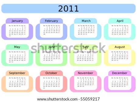 stock vector : Calendar for 2011. Week starting on Monday.