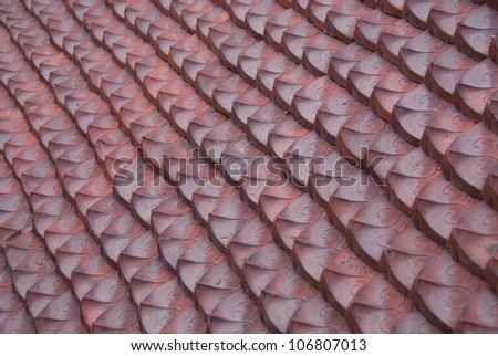 Old-time chinese roof with red tile