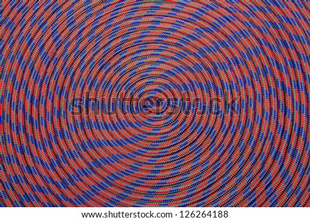 Background of colorful climbing rope in round shapes