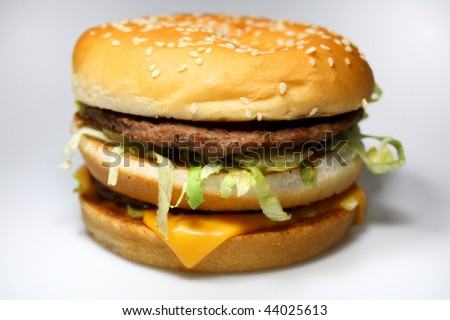 burger with cheese on white background