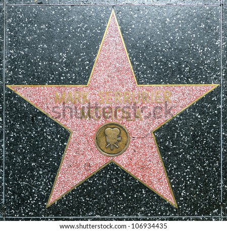 HOLLYWOOD - JUNE 26: Mark Serrurier Moviola\'s star on Hollywood Walk of Fame on June 26, 2012 in Hollywood, California. This star is located on Hollywood Blvd. and is one of 2400 celebrity stars.