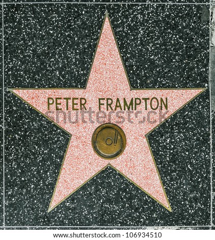 HOLLYWOOD - JUNE 26: Peter Frampton\'s star on Hollywood Walk of Fame on June 26, 2012 in Hollywood, California. This star is located on Hollywood Blvd. and is one of 2400 celebrity stars.