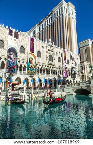 LAS VEGAS - JUNE 15: The Venetian Resort Hotel & Casino on June 15, 2012. The resort opened on May 3, 1999 with flutter of white doves, sounding trumpets, singing gondoliers and actress Sophia Loren.