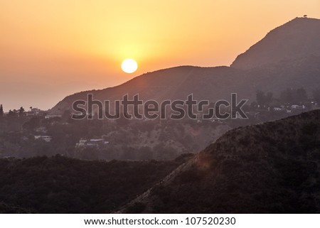 sunset in hollywood mountains