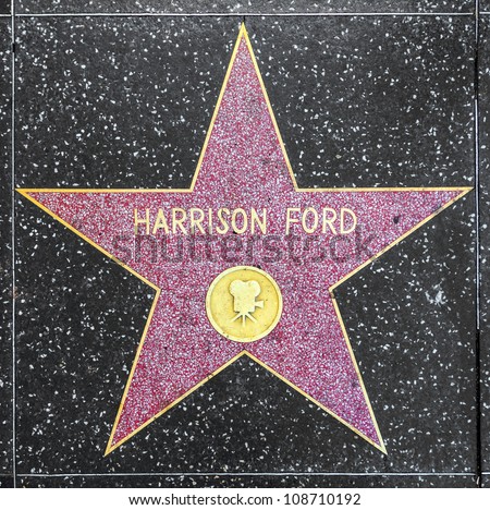 HOLLYWOOD - JUNE 24: Harrison Ford's star on Hollywood Walk of Fame on June 24, 2012 in Hollywood, California. This star is located on Hollywood Blvd. and is one of 2400 celebrity stars.
