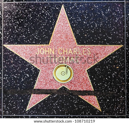 HOLLYWOOD - JUNE 26: John Charles Thomas star on Hollywood Walk of Fame on June 26, 2012 in Hollywood, California. This star is located on Hollywood Blvd. and is one of 2400 celebrity stars.