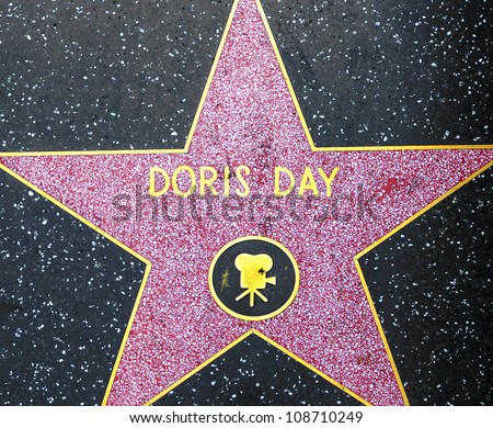 HOLLYWOOD - JUNE 24: Doris Days star on Hollywood Walk of Fame on June 24, 2012 in Hollywood, California. This star is located on Hollywood Blvd. and is one of 2400 celebrity stars.