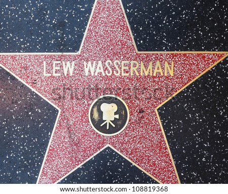 HOLLYWOOD - JUNE 26: Lew Wassermans star on Hollywood Walk of Fame on June 26, 2012 in Hollywood, California. This star is located on Hollywood Blvd. and is one of 2400 celebrity stars.