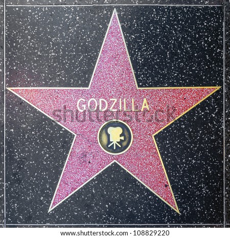 HOLLYWOOD - JUNE 26: Godzillas star on Hollywood Walk of Fame on June 26, 2012 in Hollywood, California. This star is located on Hollywood Blvd. and is one of 2400 celebrity stars.