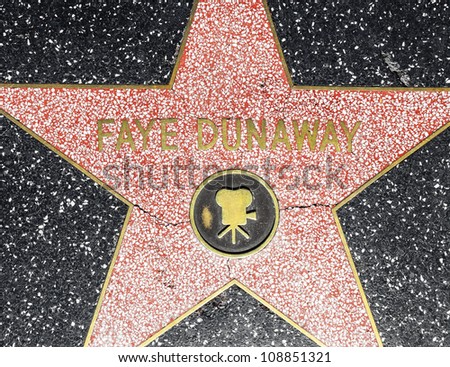 HOLLYWOOD - JUNE 26: Fay Dunaways star on Hollywood Walk of Fame on June 26, 2012 in Hollywood, California. This star is located on Hollywood Blvd. and is one of 2400 celebrity stars.