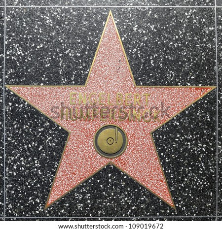 HOLLYWOOD - JUNE 26: Engelbert Humperdicks star on Hollywood Walk of Fame on June 26, 2012 in Hollywood, California. This star is located on Hollywood Blvd. and is one of 2400 celebrity stars.