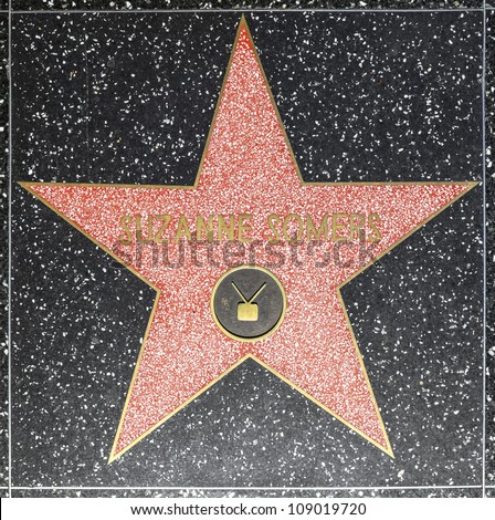HOLLYWOOD - JUNE 26: Suzanne Somers star on Hollywood Walk of Fame on June 26, 2012 in Hollywood, California. This star is located on Hollywood Blvd. and is one of 2400 celebrity stars.