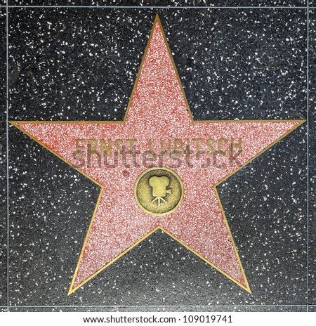 HOLLYWOOD - JUNE 26: Ernst Lubitschs star on Hollywood Walk of Fame on June 26, 2012 in Hollywood, California. This star is located on Hollywood Blvd. and is one of 2400 celebrity stars.