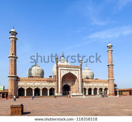 famous Jama Masjid Mosque in old Delhi, India.