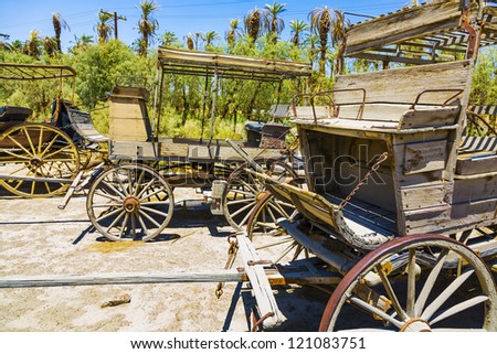 old historic stage wagons at the ranch
