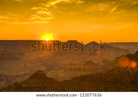 Sunset at the Grand Canyon seen from Desert View Point, South Rim