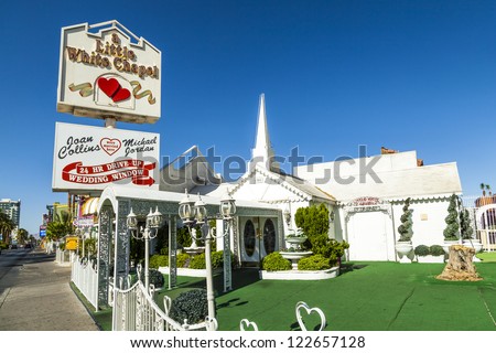 Las Vegas - June 15: Little White Wedding Chapel On June 15, 2012 In Las Vegas, Usa. Michael Jordan And Joan Collins Married In That Chapel.