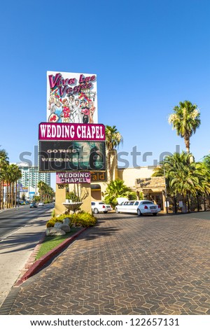 LAS VEGAS - JUNE 15:  Wedding Chapel on June 15, 2012 in Las Vegas, USA. They offer a 24 hour service  and gothic Weddings.