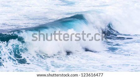 beautiful blue high waves of the atlantic ocean