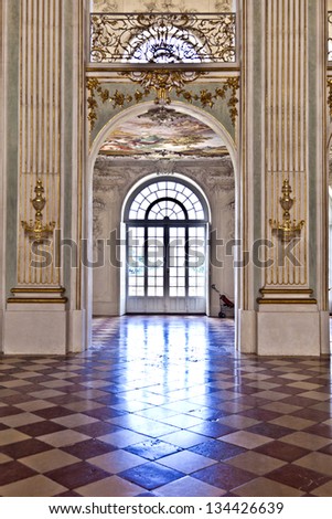 Munich, Germany - July 8: Inside Nymphenburg Castle On July 8,2011 In Munich, Germany. It Owes Its Foundation As A Summer Residence To The Birth Of The Heir To The Throne, Max Emanuel, Born In 1662.